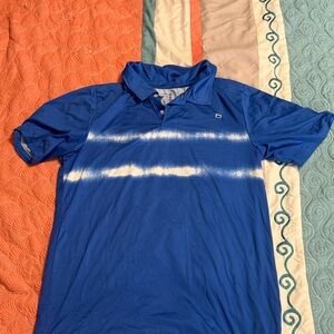 Crown & Ivy Blue Polo with White Stripes